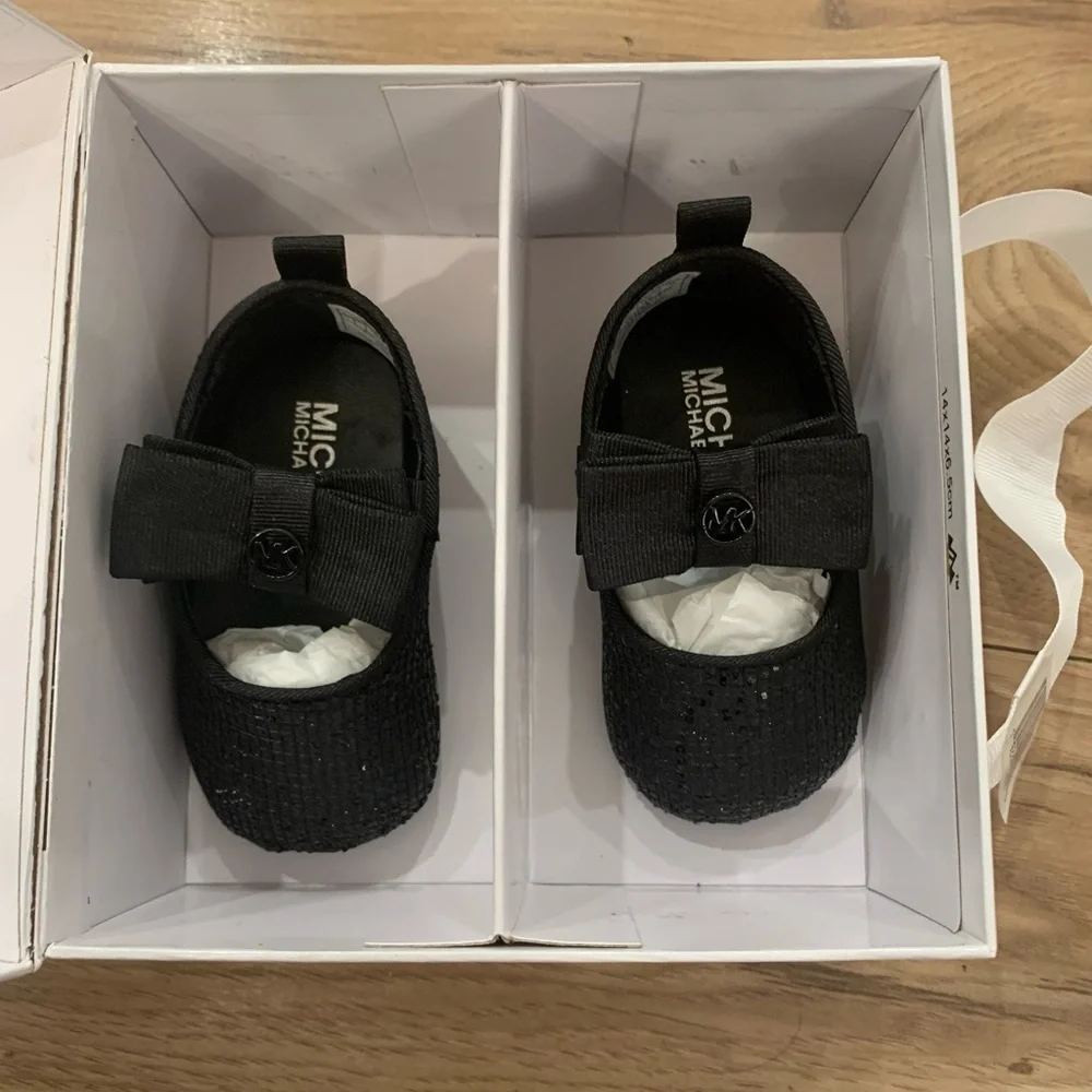 MICHAEL KORS BABY - GIRL DAY FLATS, BLACK SHIMMER, Infant 1M